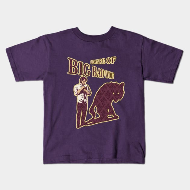 Beware of Big Bad Wolf Kids T-Shirt by merkerinn